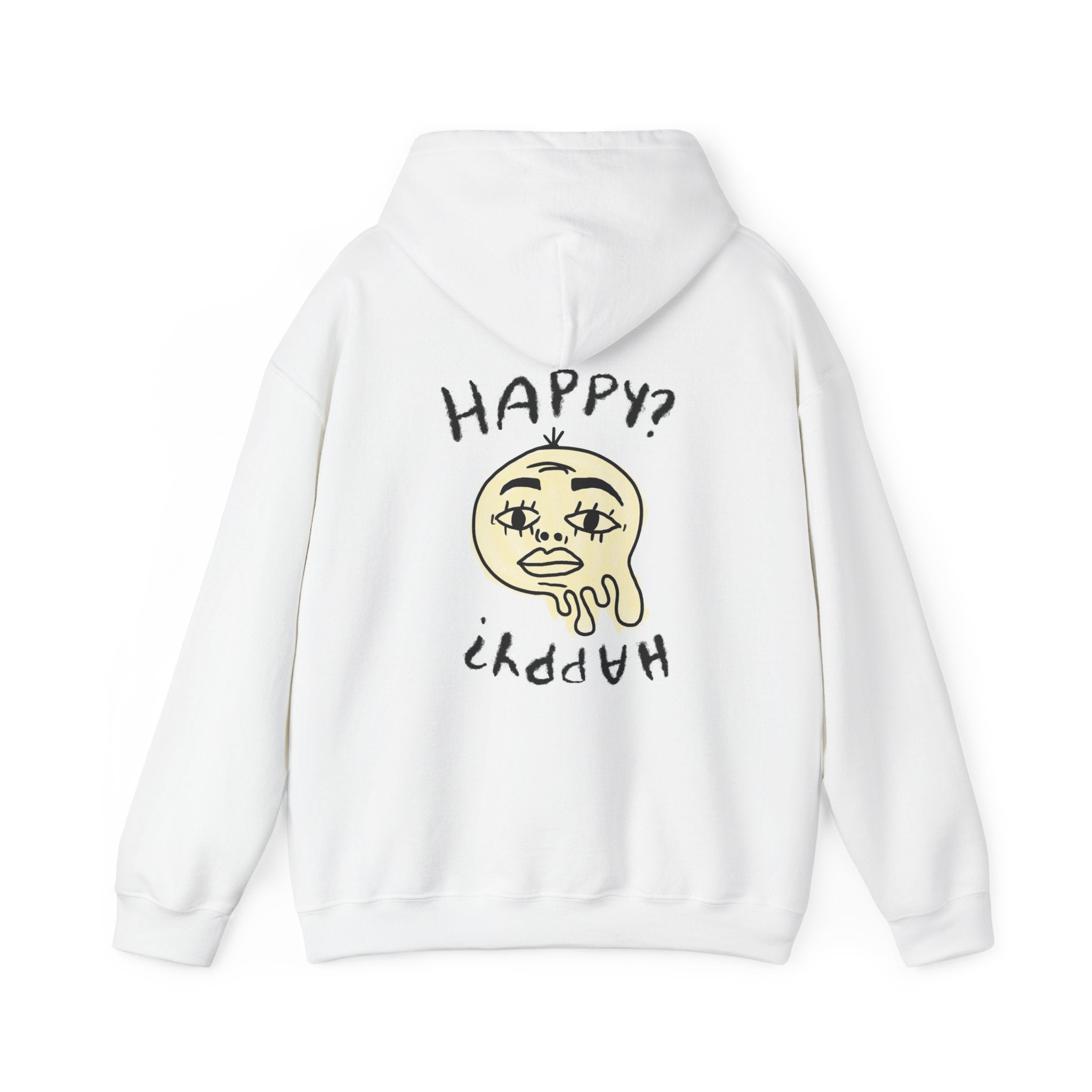 Happiness Hoodie — Retro Smiley Graphic "HAPPY?"