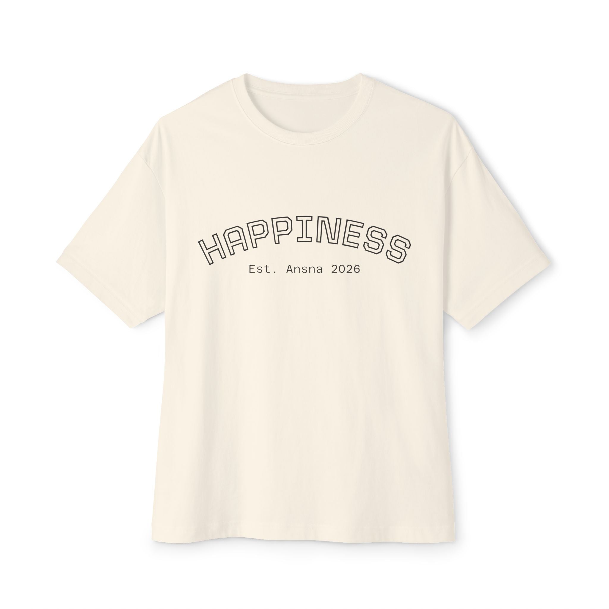 Happiness Graphic Tee — 'HAPPY?' Melting Face Oversized Boxy T-Shirt