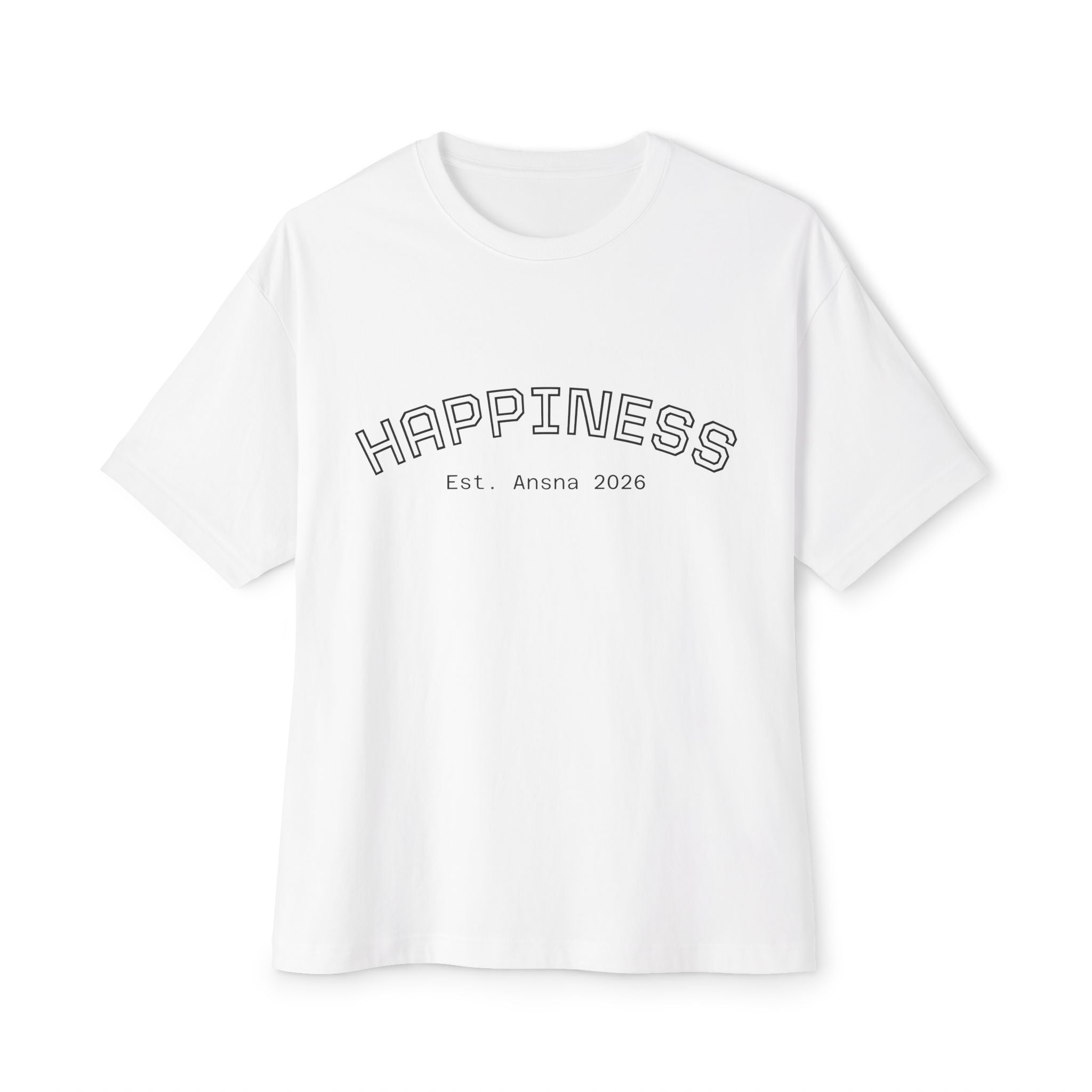 Happiness Graphic Tee — 'HAPPY?' Melting Face Oversized Boxy T-Shirt