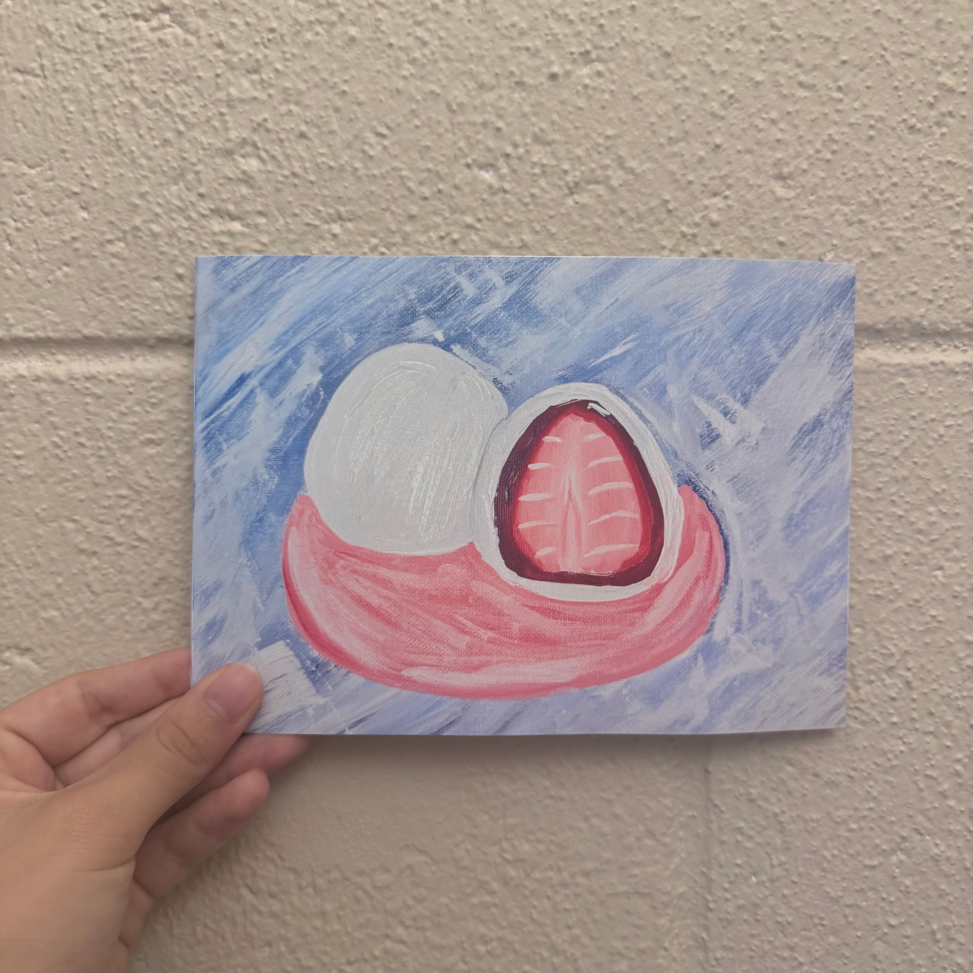 🍡 5 x 7” Strawberry Mochi Print – Japanese Snacks Still Life | Kawaii Food Wall Decor