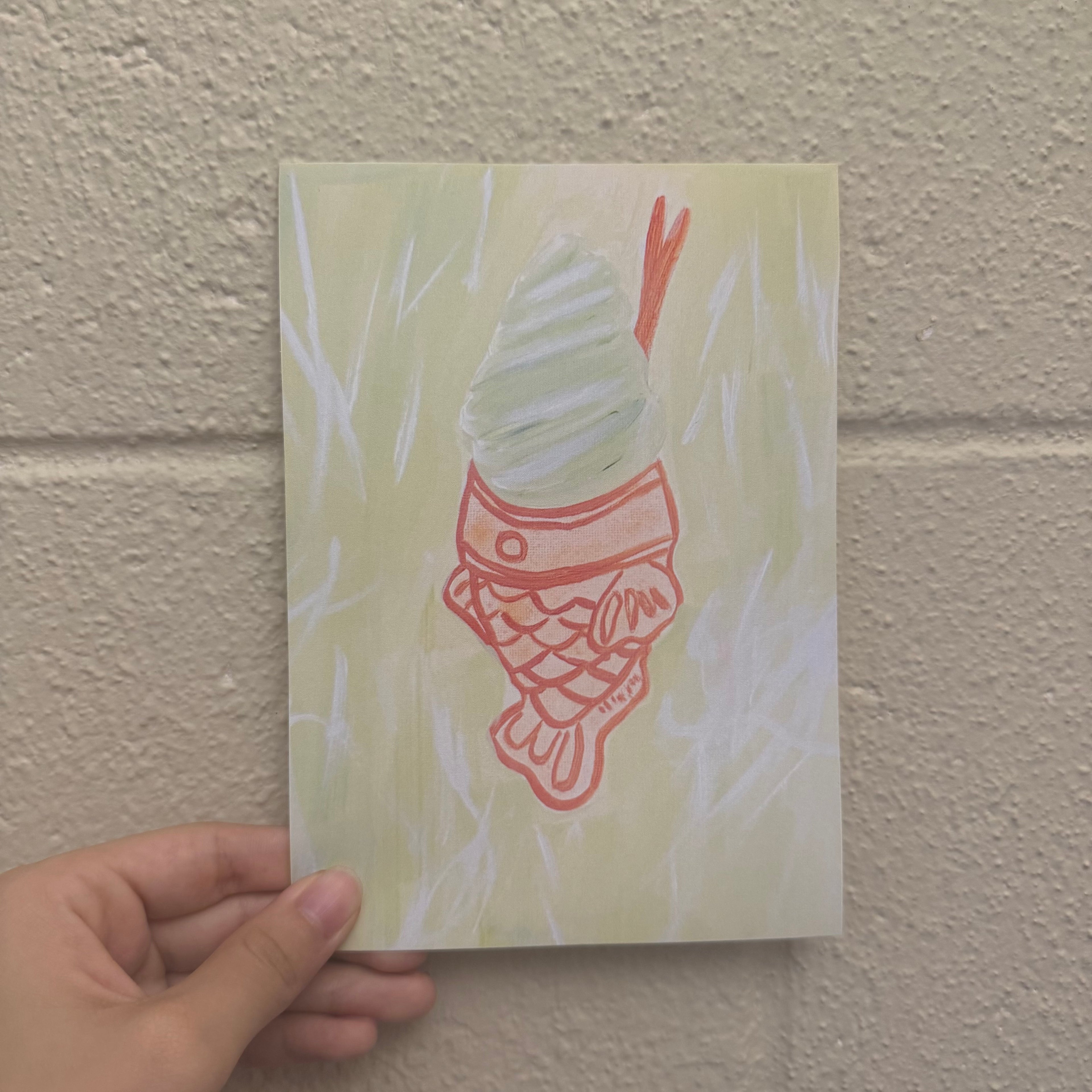 🍡 5 x 7” Matcha Taiyaki Print – Japanese Snacks Still Life | Kawaii Food Wall Decor