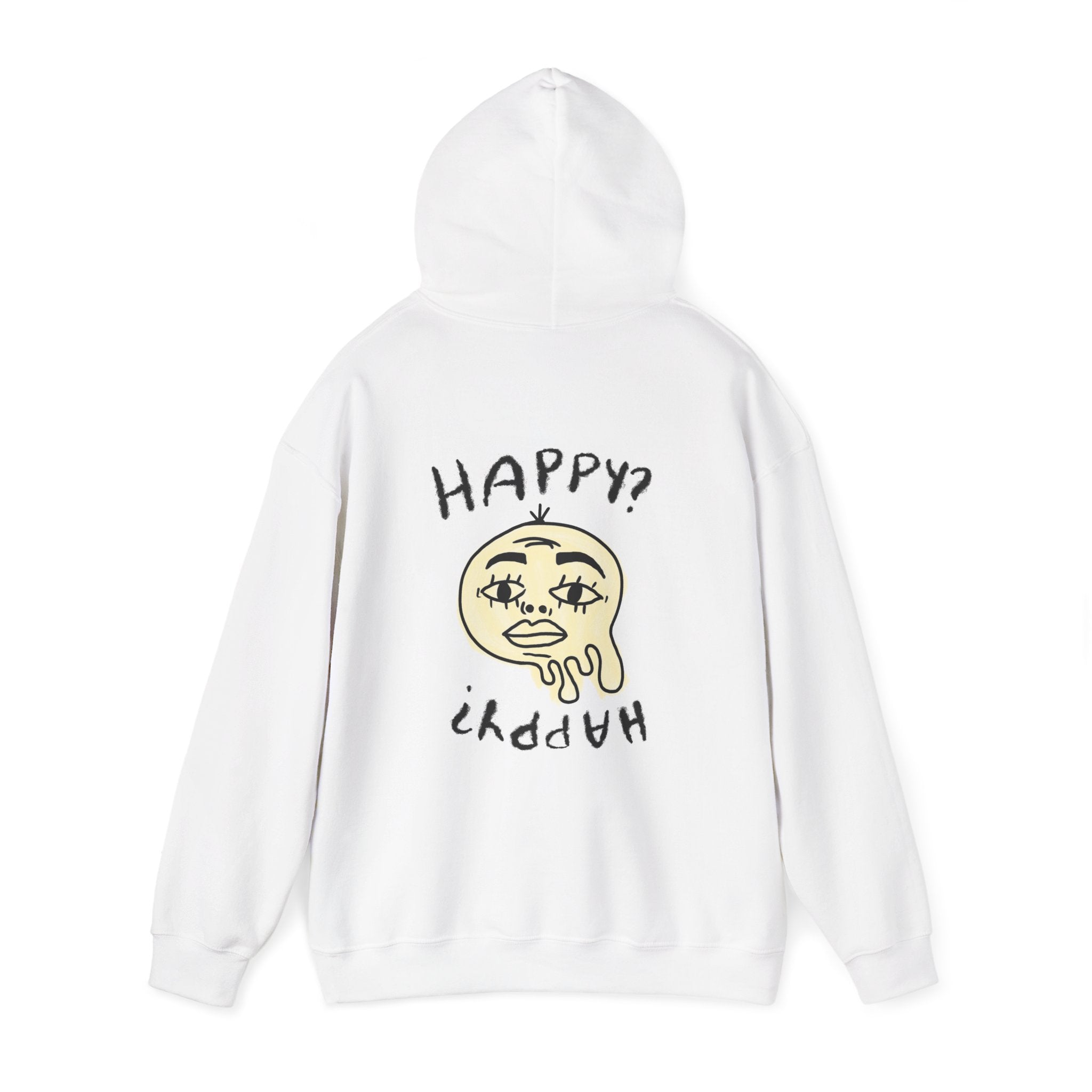 Happiness Hoodie — Retro Smiley Graphic "HAPPY?"
