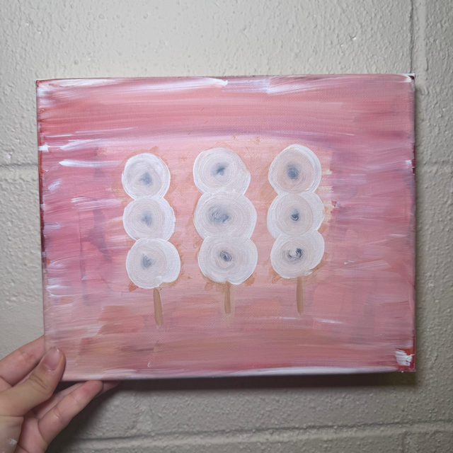 🍡 8x10” Acrylic Painting – Mitarashi Dango | Original Hand-Painted Art | Kawaii Food Wall Decor
