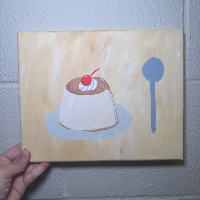 🍡 8x10” Acrylic Painting – Purin | Original Hand-Painted Art | Kawaii Food Wall Decor
